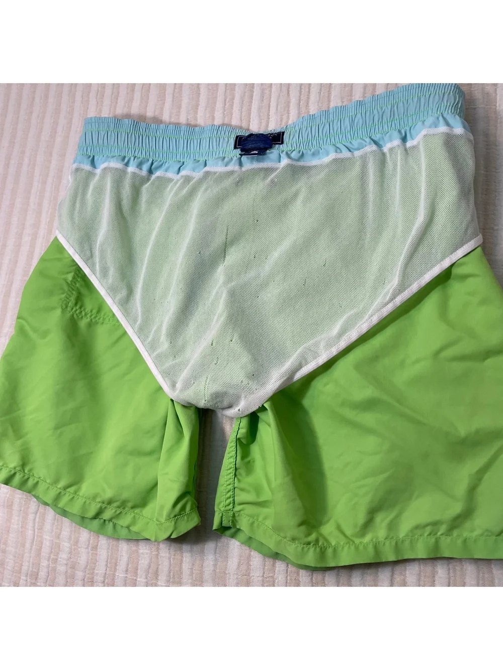 Vilebrequin Men's Green And Teal Swim Trunks with Turtle Embroidery